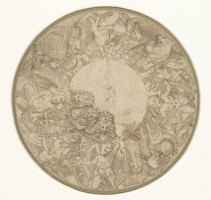 Design for bunnen av en rund utstillingsskål av Perino del Vaga (attributed to)