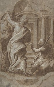 De hellige Peter og Johannes helbreder en krøpling ved tempelporten, 1501-47. av Perino del Vaga