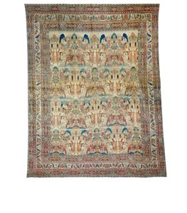 A Pictorial Lavar Kirman Carpet, Sørøst-Persia, slutten av 1800-tallet av Persian School