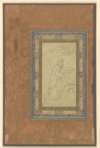 En gammel mann bærer en skål, ca.1610-15 av Persian School