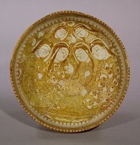 Skål, fra Kashan, Iran, Seljuk-perioden, 1211-12 e.Kr. (steinpasta med glans over glasur) av Persian School