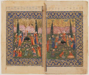 Folio fra en uidentifisert tekst; verso: Sulayman Enthroned, Shiraz, Iran, ca. 1560-70 av Persian School