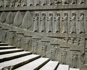 Vakter fra Susa og Persia. Relieffer av den østlige trappen til Apadana, 600-tallet f.Kr av Persian School