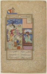 Layla og Majnun på skolen, fra en Divan, ca. 1490 av Persian School
