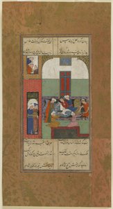Mihr og Mushtari får blod tatt fra armene, ca. 1560-70 av Persian School