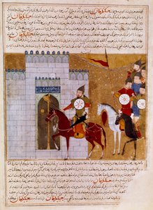 Mongoler som beleirer en persisk miniatyrfestning hentet fra "" Jami al-tawarikh"" (Jami al tawarikh) eller "" Universal History"" av historikeren Rashid al-din (al din) (1247-1318) Rundt 1430 Paris, B.N. av Persian School