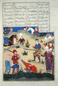 Ms D-184 fol.208b Halshuggingen av Afrasiabs drøm går i oppfyllelse, illustrasjon fra 