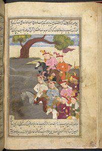 Eller. 3248, f. 55v Shah Ismail and the qizilbash, fra 'History of Shah Isma'il', ca. 1650 (vellum) av Persian School