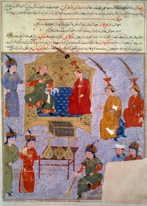 Representasjon av Houlagou Khan (1217-1265), han er barnebarnet til Genghis Khan persisk miniatyr hentet fra "" Jami al-tawarikh"" (Jami al-tawarikh) eller "" Universal History"" av historikeren Rashid al-din (al. din) (1247-1318) Rundt 1430. Paris, B.N. av Persian School