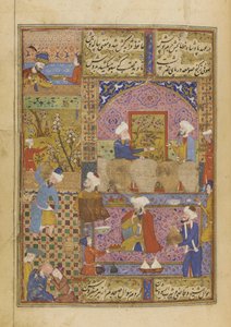 Scene i en taverna fra en Divan av Hafiz, ca. 1552-53 av Persian School