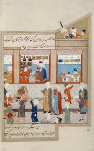 Scene med Hosein Ibn Baikara fra Timuridene, miniatyr, Persia 1500-tallet av Persian School