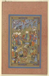 Sulayman og Bilqis enthroned, ca. 1590-1600 av Persian School