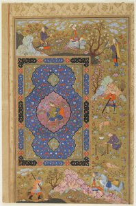 Ung kvinne, ca. 1590-1610 (blekk, ugjennomsiktig akvarell og gull på papir) av Persian School