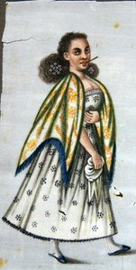 Dame med cheroot, ca. 1820 (akvarell på papir) av Peruvian School