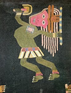 Vevd ulldanser med stafettpinnen, Paracas-stamme (tekstil) (se også 231825) av Peruvian School
