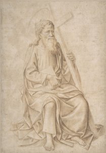 Saint Philip sittende, holder en bok og et kors, 1422-57. av Pesello Peselli