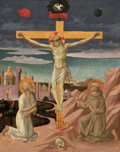 Korsfestelsen med Saint Hieronymus og Saint Francis, ca. 14451450. av Pesello Peselli