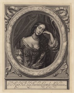 Barbara Villiers, grevinne av Castlemaine, elskerinne til kong Charles II (gravering)