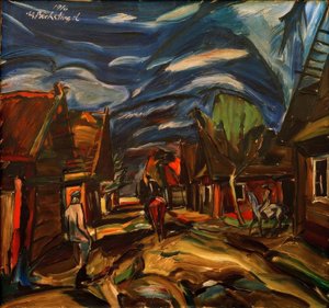 Dorf Jasky, Russland av Peter August Böckstiegel