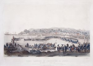 Første landgang av amerikanere i Japan ved Gore-Hama 14. juli 1853,