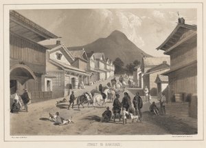 Gate i Hakodadi, litho av Sarony und Co., 1855 (chromolitho)