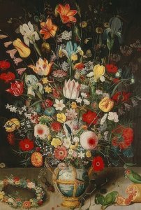 Vase med blomster. Rundt 1620