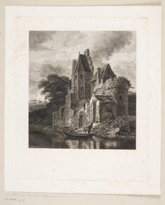 Slottsruin ved en elv