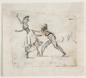 Anine Frölich og Pierre Jean Laurent i en scene fra Galeottis ballett "The Camp of the Gypsies", Den kgl. Dansk Scene