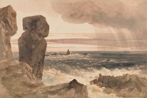 Havlandskap med Rocks Lizard, Cornwall