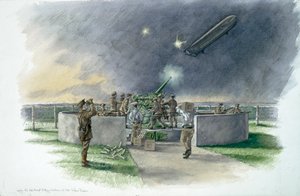 Lodge Hill Battery, skjøt mot tysk zeppelin under første verdenskrig, c1910-tallet, c1980-2010 av Peter Dunn