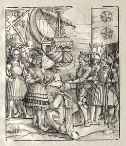 Maximilian slutter fred med Henry VII. av Peter Flötner