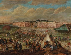 Beleiringen av spanjolenes slott i Antwerpen. av Peter Goetkind the Younger