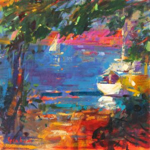 Eden Roc, 2017 (olje på lerret) av Peter Graham (Contemporary)