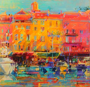 Côte d#39;Azur, 2021 (olje på lerret) av Peter Graham