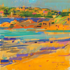 Den franske rivieraen, 2021 (olje på lerret) av Peter Graham