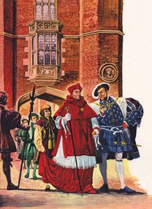 Kardinal Wolsey og kong Henry VIII på Hampton Court av Peter Jackson