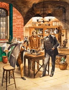Edison demonstrerer den første fonografen i laboratoriet hans av Peter Jackson