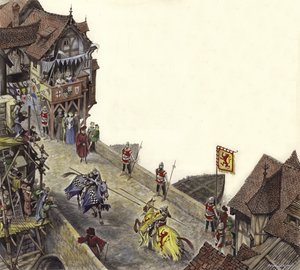 Joust på Old London Bridge 23. april 1390 av Peter Jackson