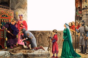 Ridder som sverger troskap til kong William I (gouache på papir) av Peter Jackson