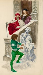Michelangelo, som gutt, skar ut en statue fra snøen av Peter Jackson