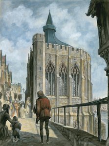 Rekonstruksjon av Chapel of St Thomas på gamle London Bridge av Peter Jackson