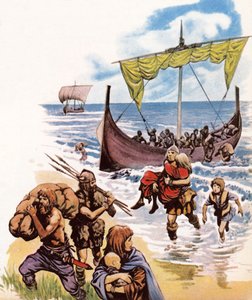 Saksere ankommer Storbritannia i langbåtene fra Tyskland av Peter Jackson