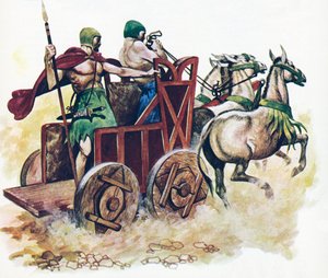 Sumerisk vogn (farge litho) av Peter Jackson