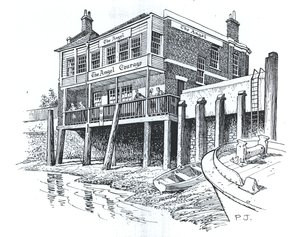 The Angel, Bermondsey, London (blekk på papir) av Peter Jackson