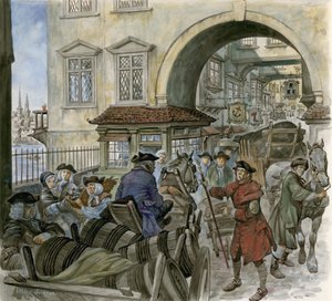 Trafikk på Old London Bridge av Peter Jackson