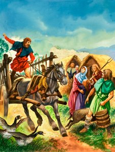 Landsbyboere advarte om ankomsten av soldater i kong Stephens dager av Peter Jackson