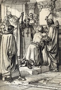 Kong Henrik II av England (1133-1189) impliserer i attentatet på Thomas Becket tro anger ved graven til erkebiskopen