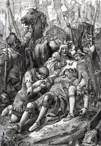 Kong Vilhelm Erobreren såret av sin sønn Robert II av Normandie dit Courteheuse (1051-1134) ved festningen Gerberoy av Peter Johann Nepomuck Geiger
