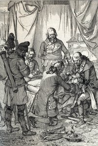 Kosciuszko-opprøret: Den polske helten Tadeusz Kosciuszko (1746-1817) såret i slaget ved Maciejowice mot russerne av Peter Johann Nepomuck Geiger