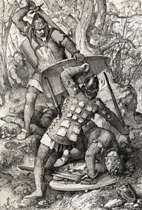 Døden til Ernest II av Schwaben (1010-1030) i en kamp mot evequen til Konstanz, Tyskland (Døden til Ernest II, hertugen av Schwaben i Konstanz, Tyskland av Peter Johann Nepomuck Geiger